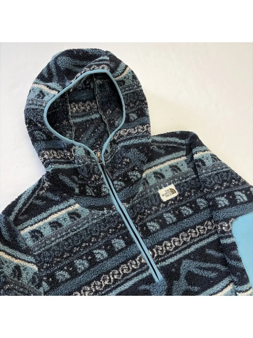 The North Face Campshire Printed Sherpa Fleece Hoodie Men’s M 1/4 Zip Fair Isle